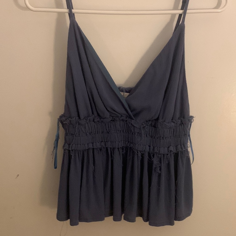 ocean drive blue cropped shirt
